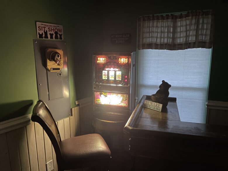 The Bearly Legal slot machine beside the bar